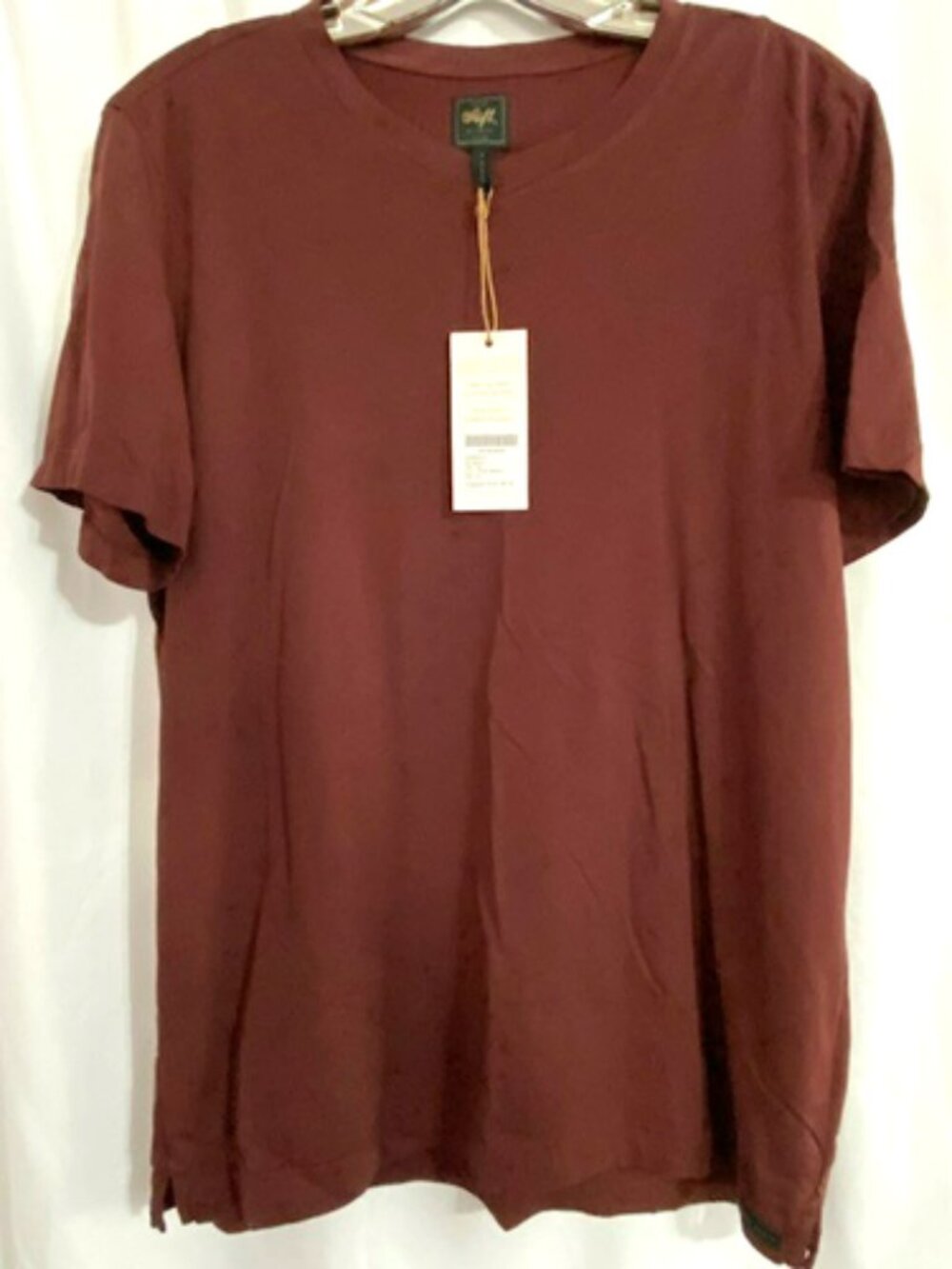 Soft Cloth Shirt Mens Medium V-Neck Malibu Vee Tee Short Sleeve Rum Raisin Brown